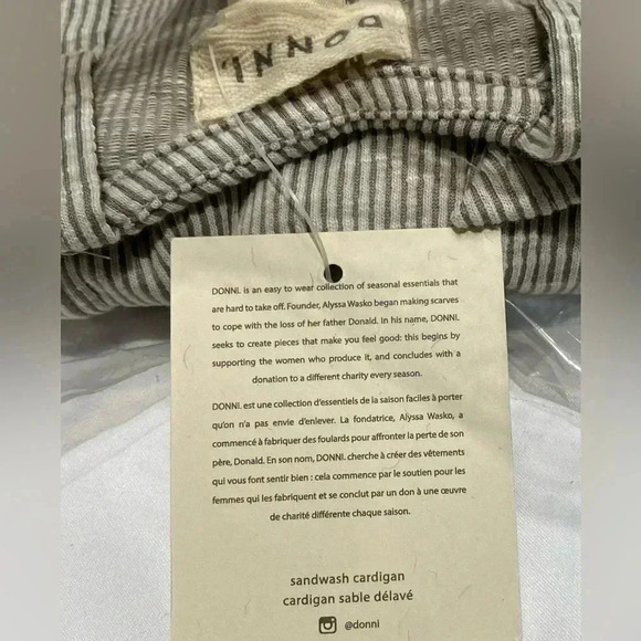 Donni Sandwash Pinstripe Open-Front Cardigan, OSFM, NWT - Picture 8 of 10